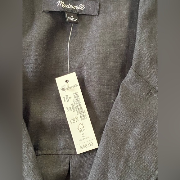 Madewell Resort Black Long Sleeve Collared Button Down Ramie Shirt Size M - Picture 4 of 11